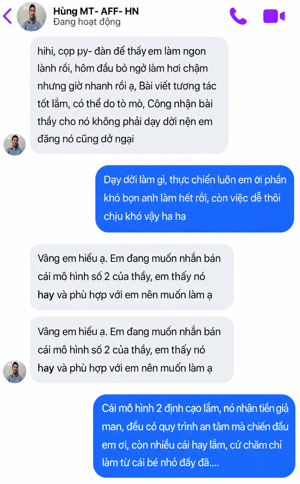Ảnh chụp phản hồi của người tham gia